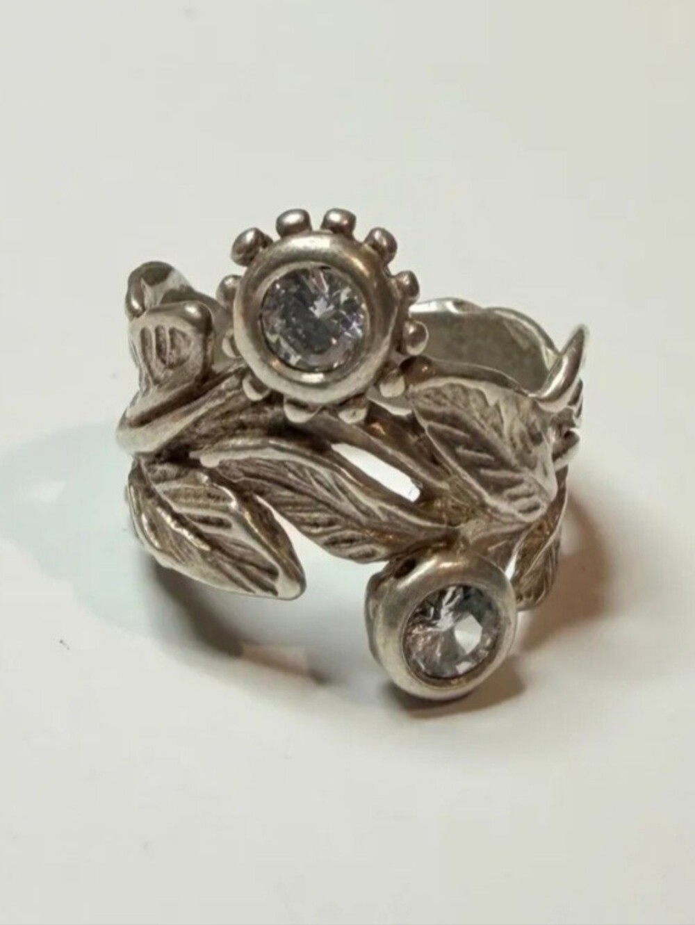 Shablool Didae Sterling Silver Flower & Leaf Vine Ring Sz:7